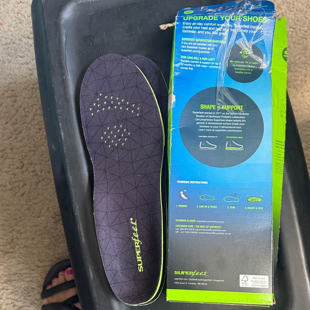 Superfeet Black Insoles with Green Accents
